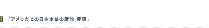 「アメリカでの日本企業の訴訟　展望」